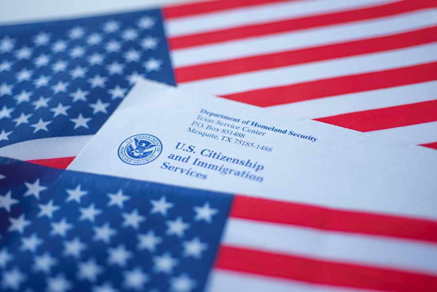letterhead from the USCIS bordered by American flags