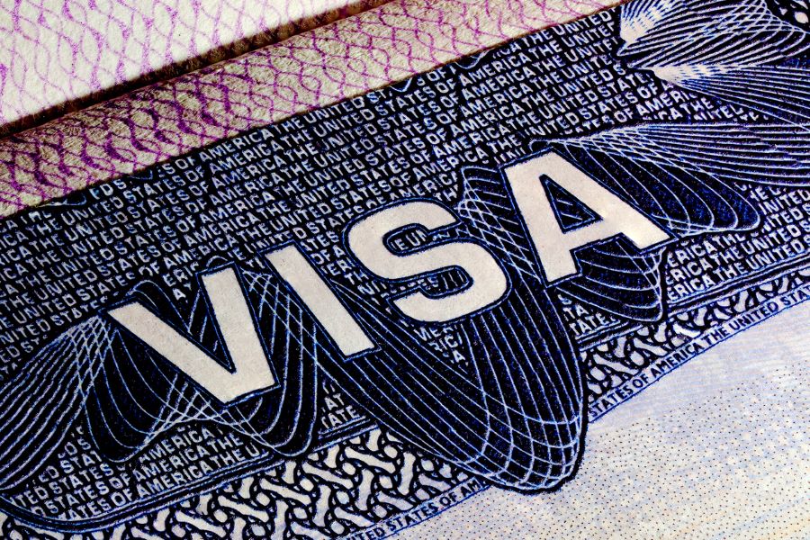 United States of America Visa Page, Close up of a text Visa, Visa Stamp